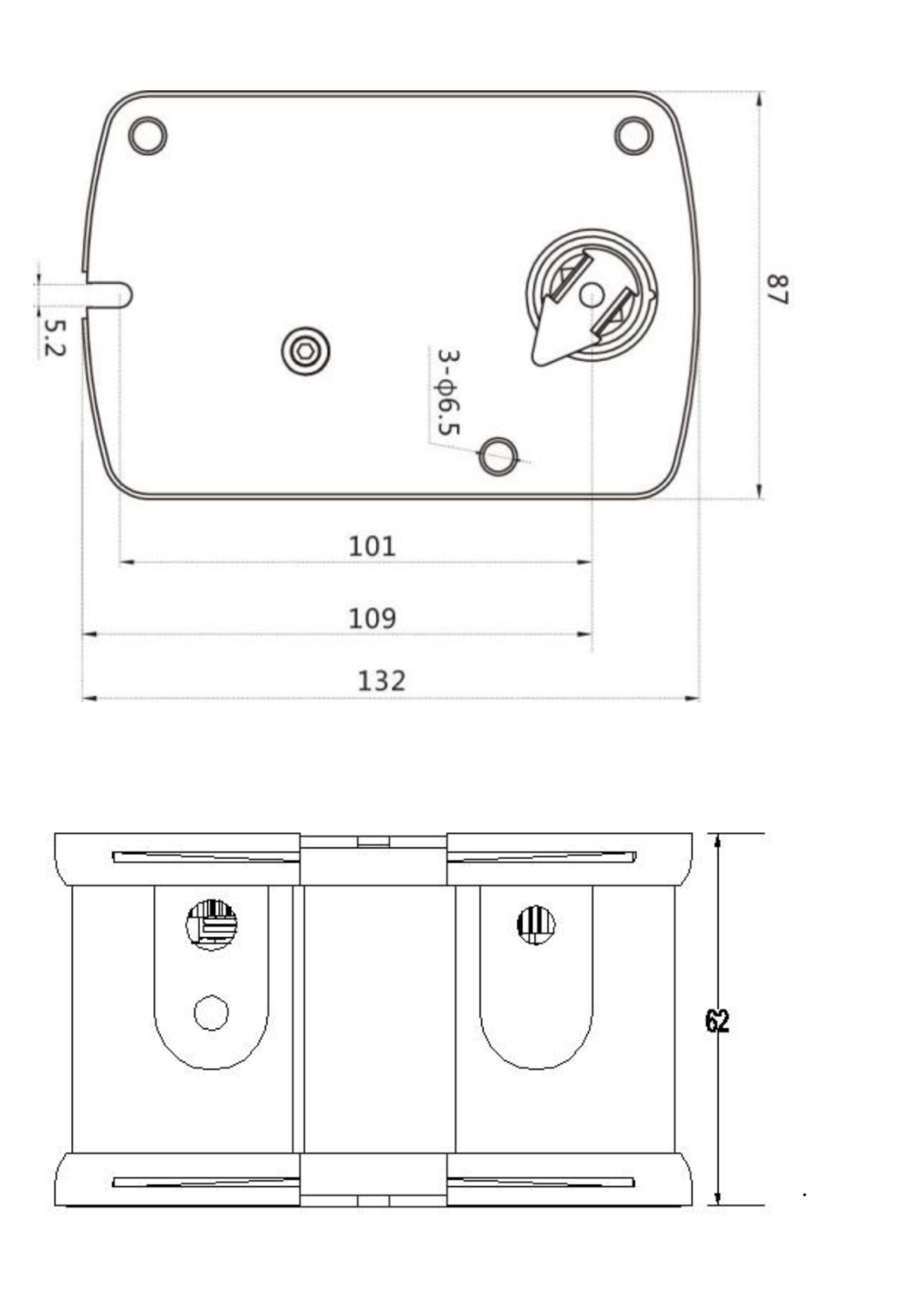 Электропривод Нанотек BLE 230 B 7.0 — габаритный чертёж
